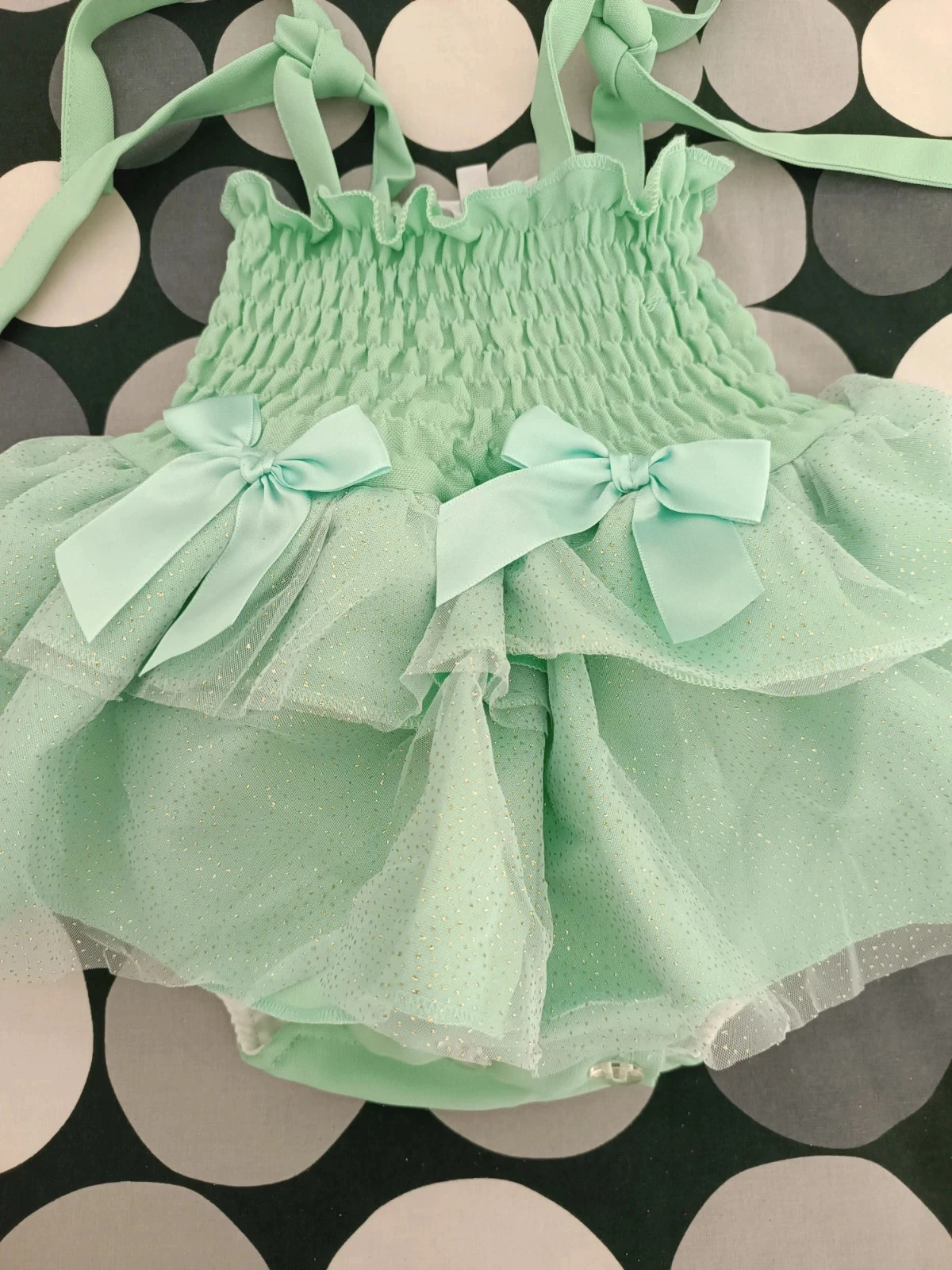 Mint Green shiny dress 💚 | 12 months | Handmade | New with tag – photo 5